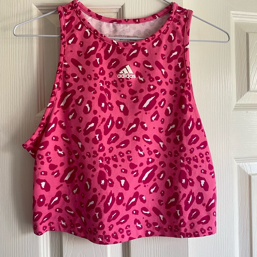 Adidas Pink Sleeveless Boxy Crop Tank Top NWOT